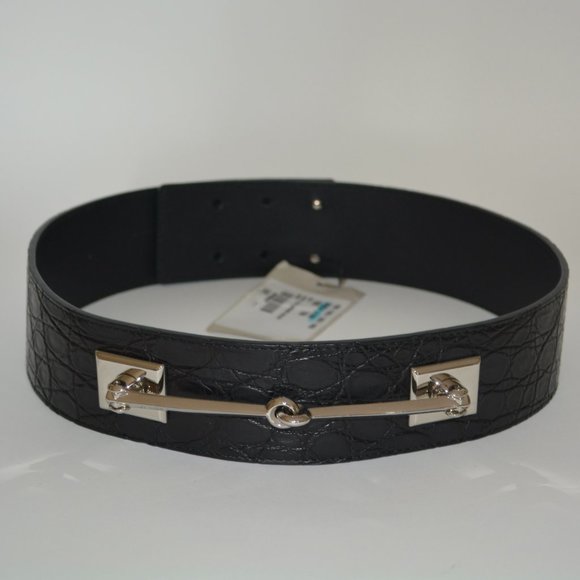 NWT GUCCI GENUINE CROCODILE HORSEBIT WAIST BELT main image 5